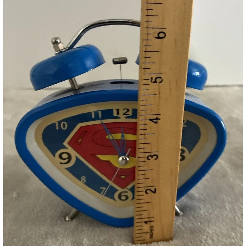 Vintage Superman Clock DC Comics Collectible Decor 715UA158 Blue Twin Bell